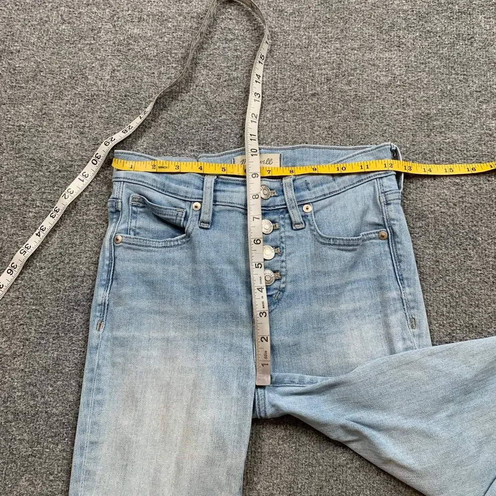 Madewell Jeans Women 23 Blue High Rise Skinny Exposed Buttons Raw Hem Distressed